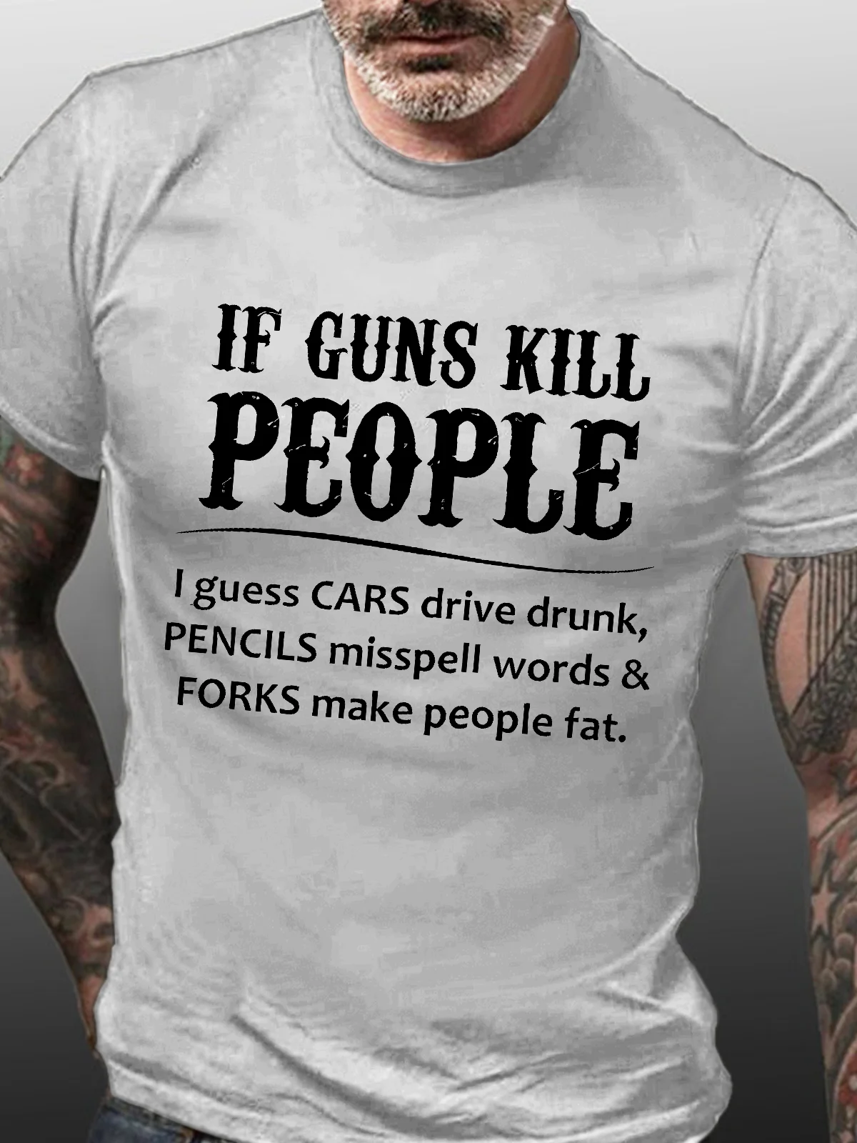 Men's If Gun Kill The People Cotton Casual Loose T-Shirt