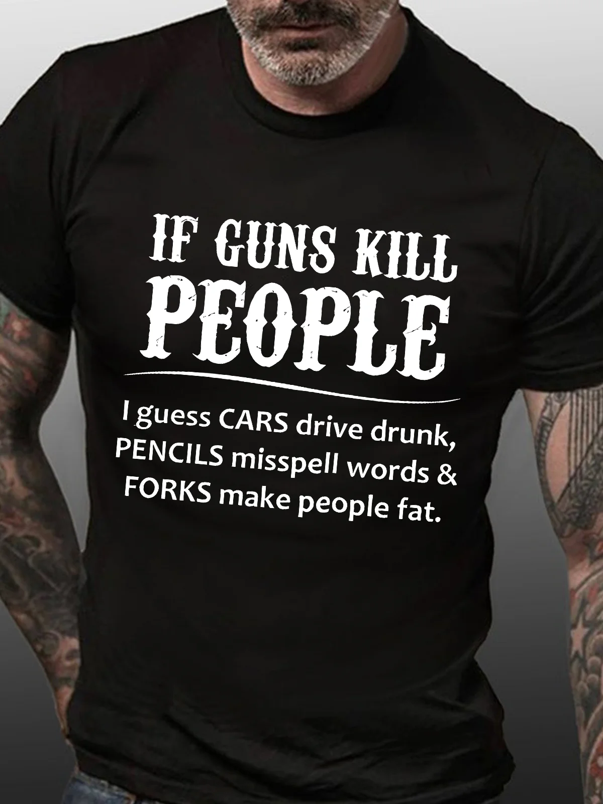 Men's If Gun Kill The People Cotton Casual Loose T-Shirt