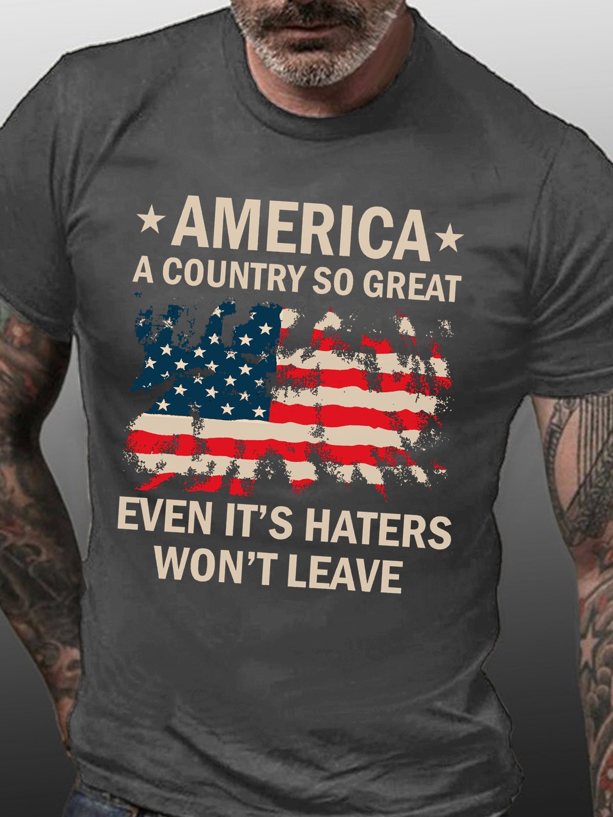 Men's Cotton America A Country So Great Even It's Haters Won't Leave Casual T-Shirt