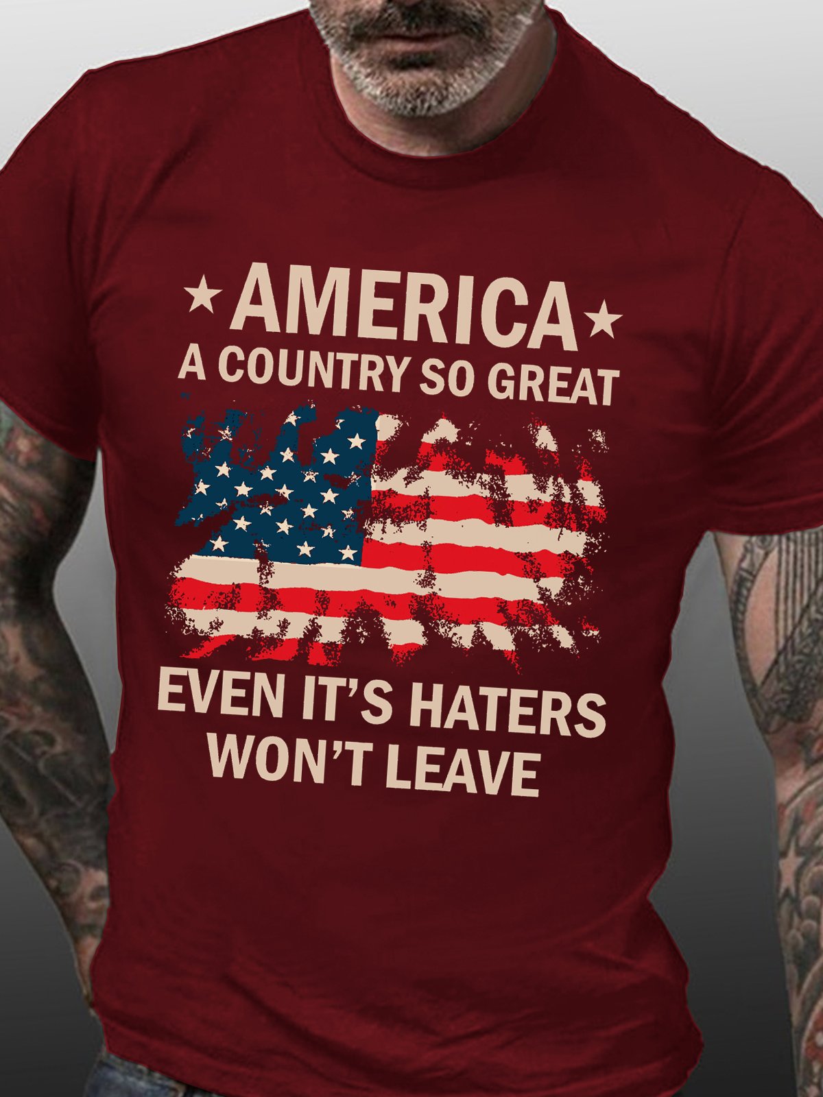 Men's Cotton America A Country So Great Even It's Haters Won't Leave Casual T-Shirt