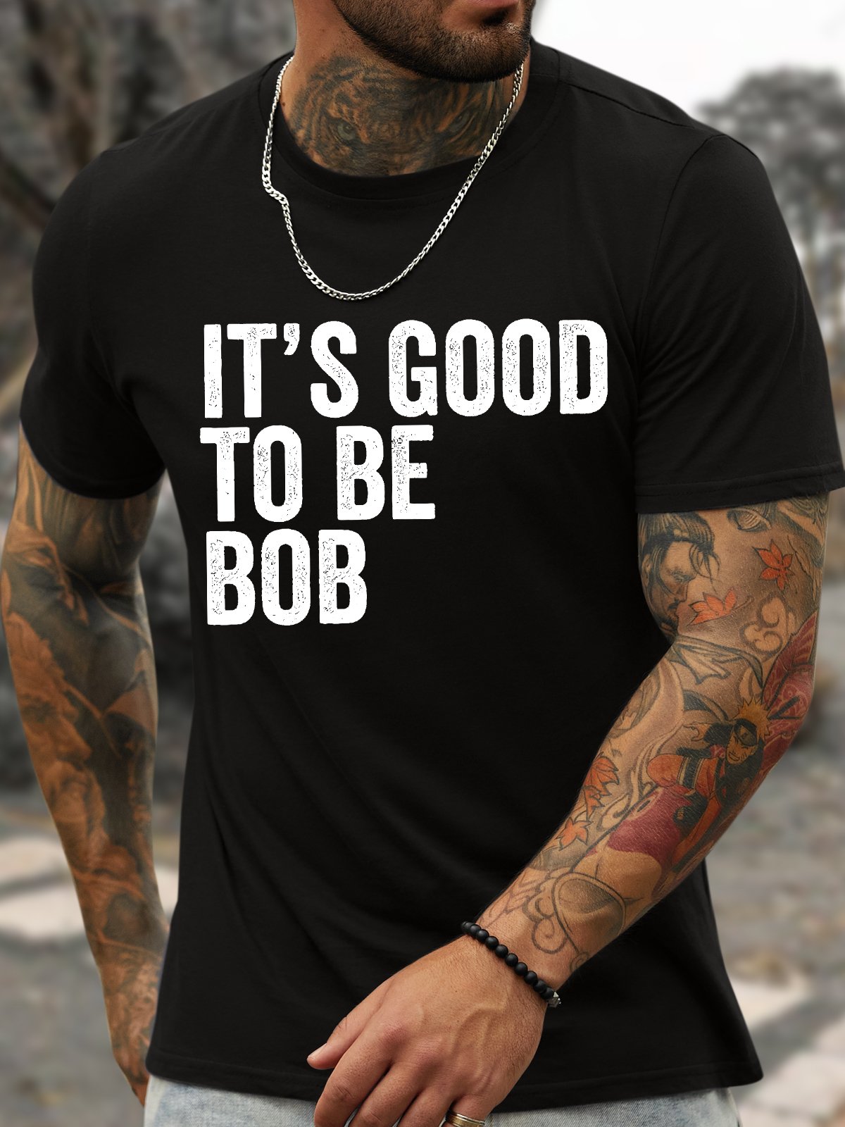 Men's Funny It Is Good To Be Bob Graphic Printing Loose Text Letters Casual Cotton T-Shirt