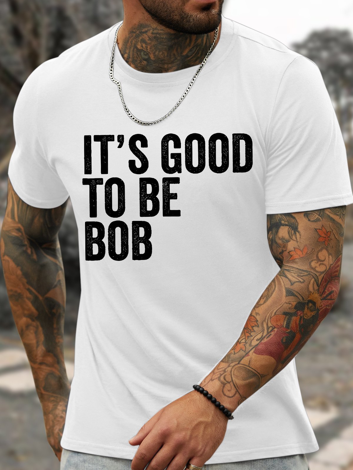 Men's Funny It Is Good To Be Bob Graphic Printing Loose Text Letters Casual Cotton T-Shirt