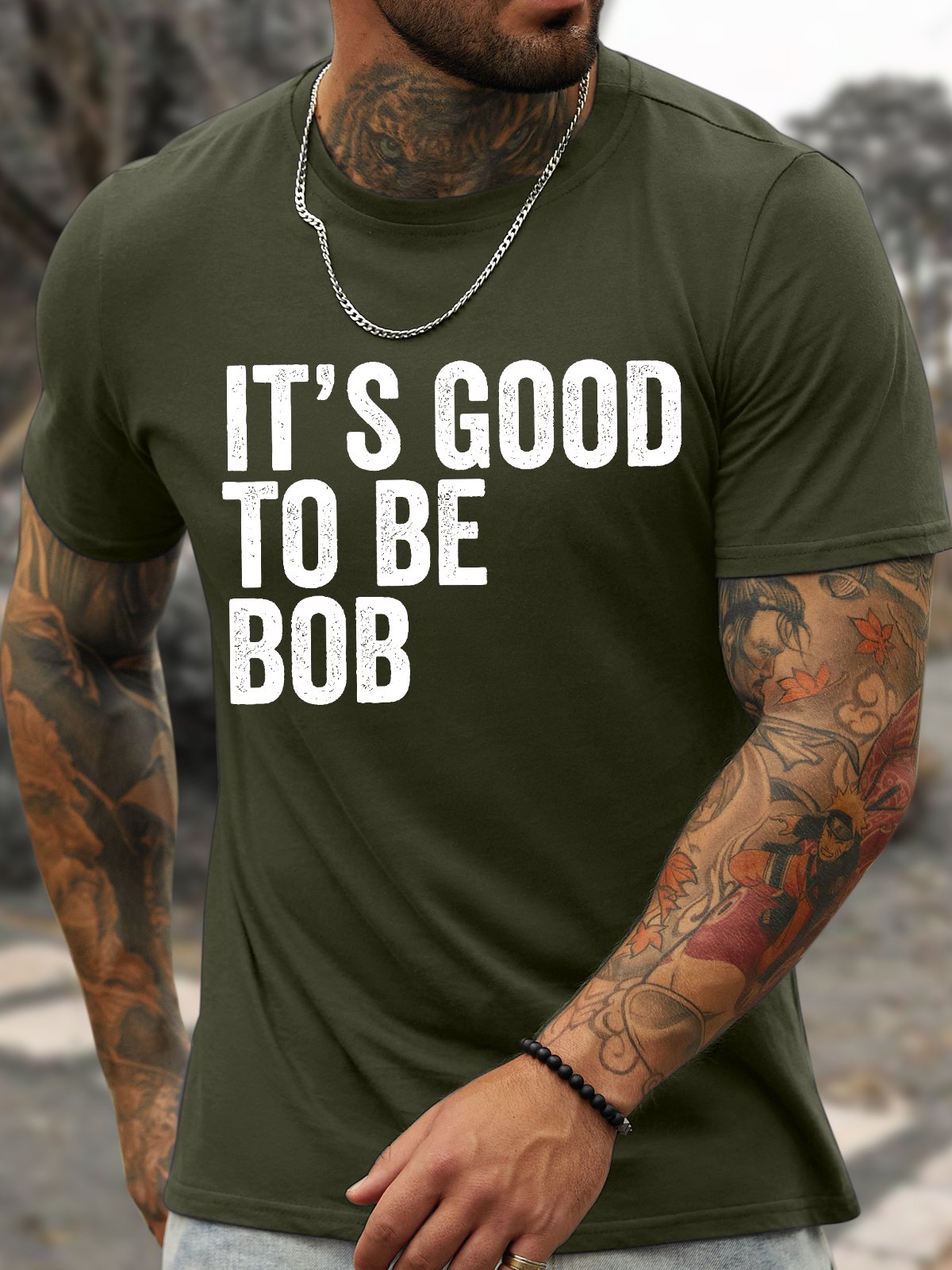 Men's Funny It Is Good To Be Bob Graphic Printing Loose Text Letters Casual Cotton T-Shirt