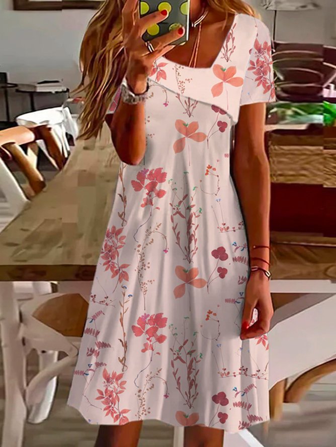 Floral Loose Asymmetrical Casual Dress