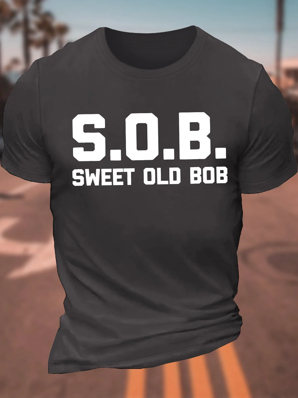 Men's Funny SOB Sweet Old Bob Graphic Printing Cotton Casual Text Letters Crew Neck T-Shirt