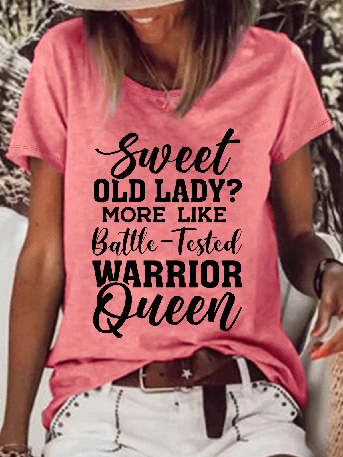 Women's Sweet Old Lady? More Like Battle Tested Warrior Queen Casual Loose T-Shirt