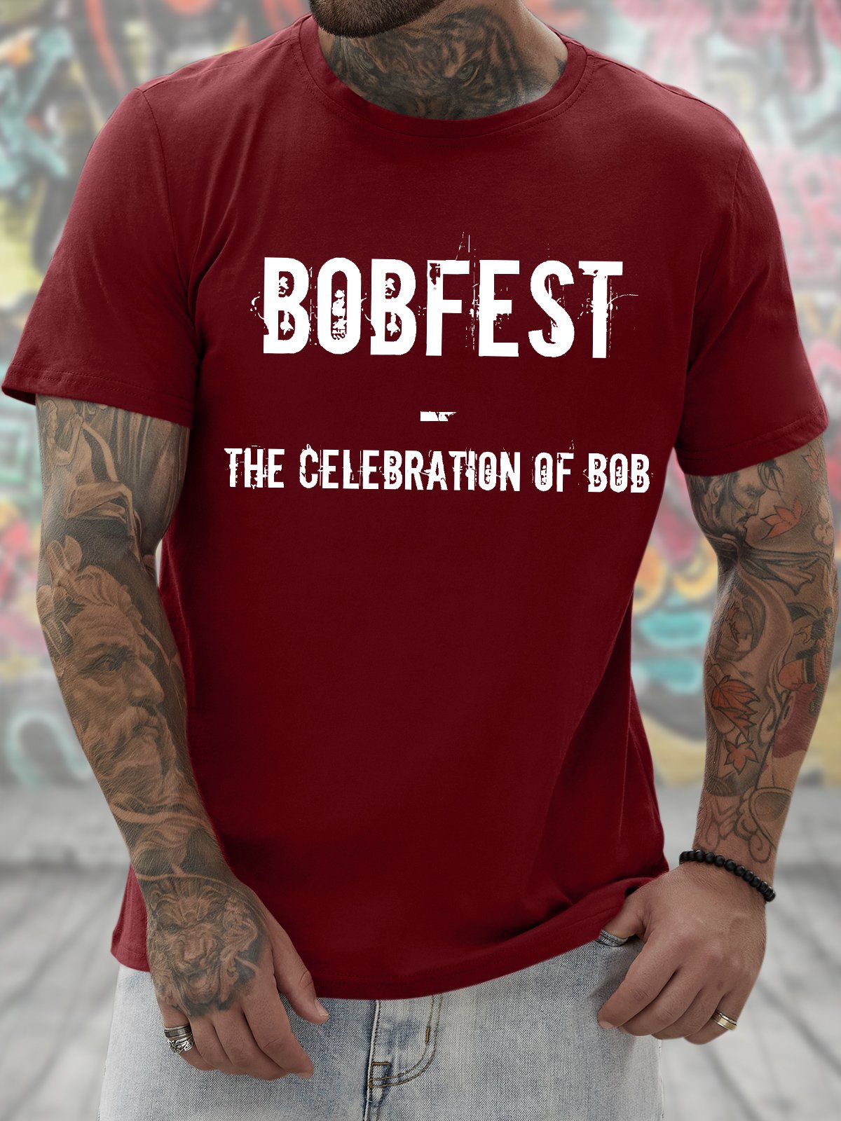 Men's Funny Bobfest The Celebration Of Bob Graphic Printing Casual Loose T-Shirt