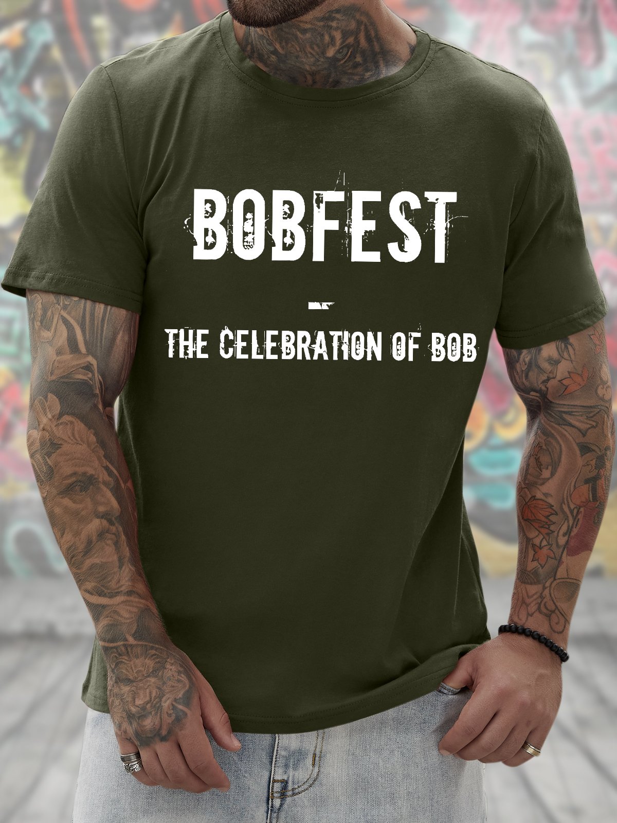 Men's Funny Bobfest The Celebration Of Bob Graphic Printing Casual Loose T-Shirt