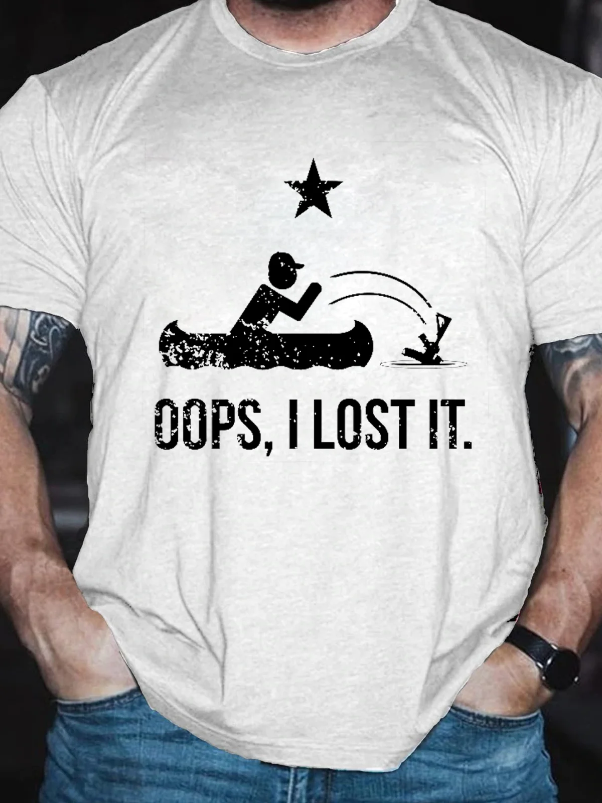 Men's Oops I Lost It Loose Casual Text Letters Cotton T-Shirt