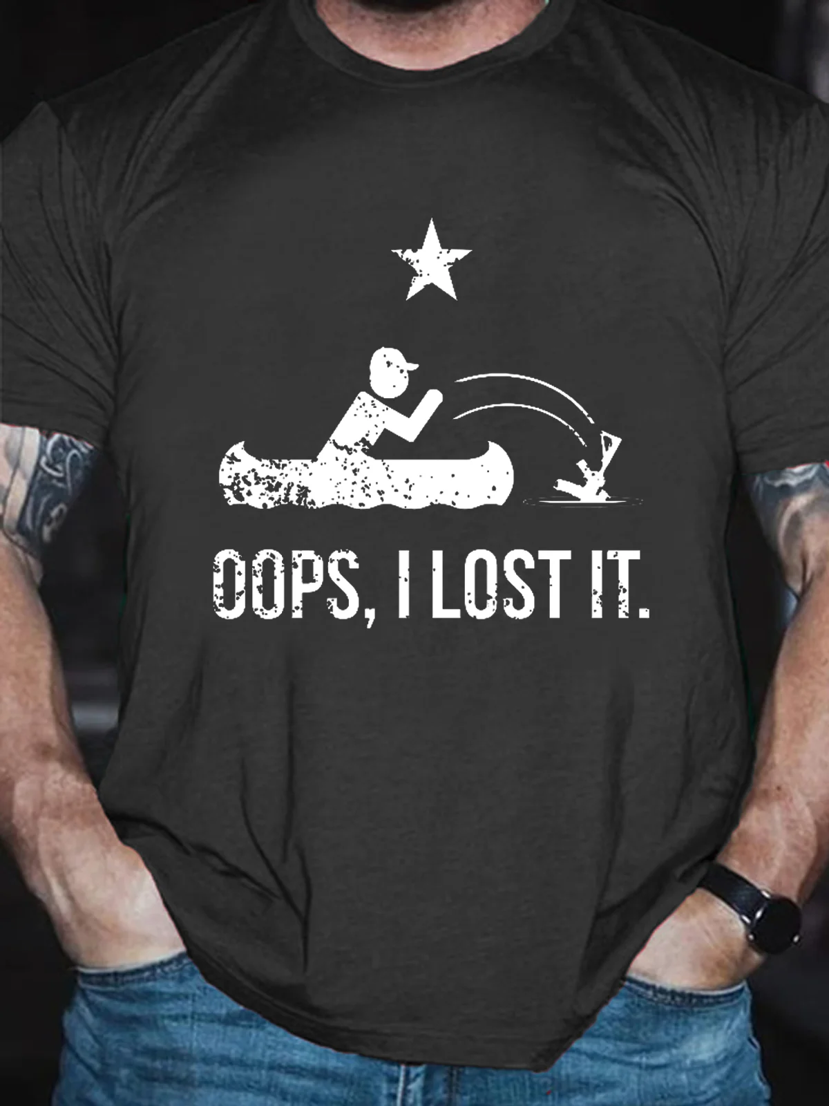 Men's Oops I Lost It Loose Casual Text Letters Cotton T-Shirt