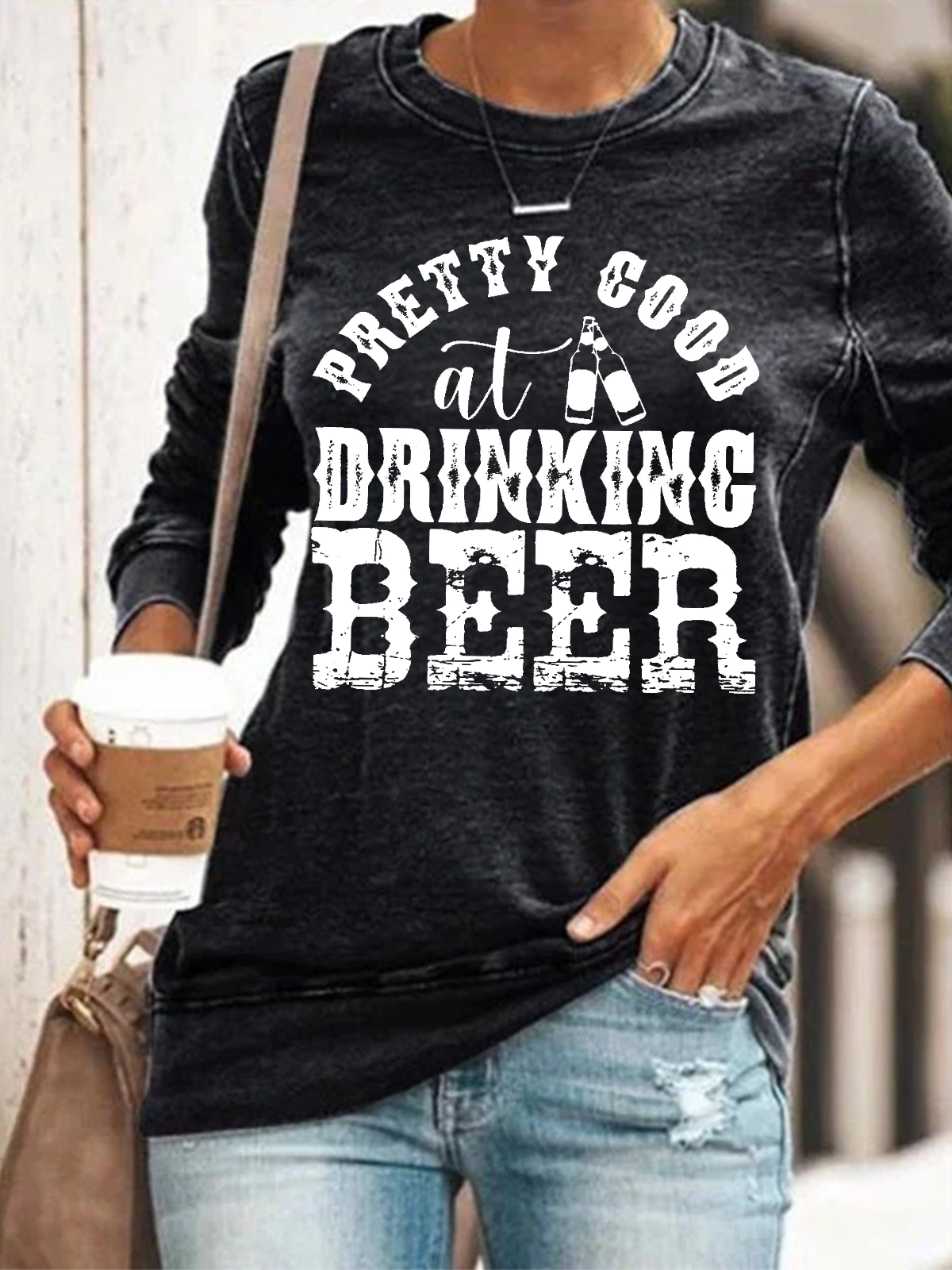 Women's Pretty Good At Drinking Beer Regular Fit Casual Sweatshirt