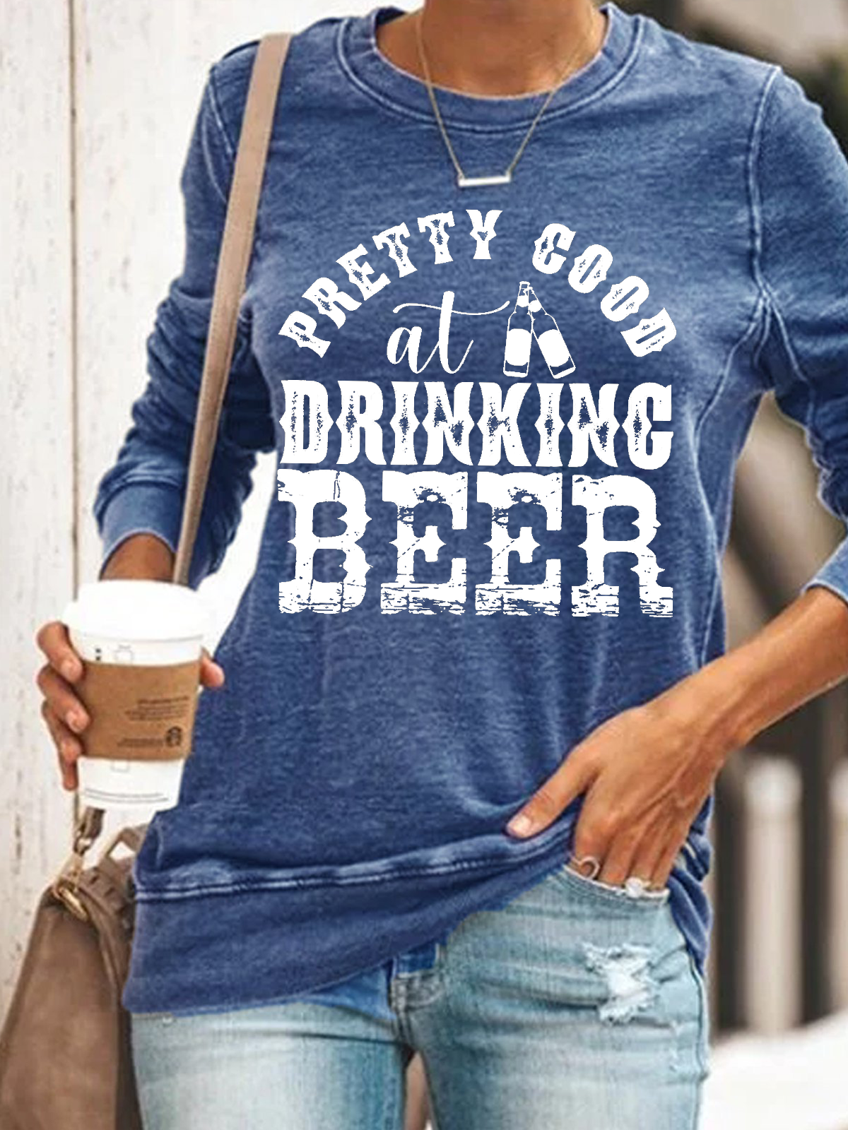 Women's Pretty Good At Drinking Beer Regular Fit Casual Sweatshirt
