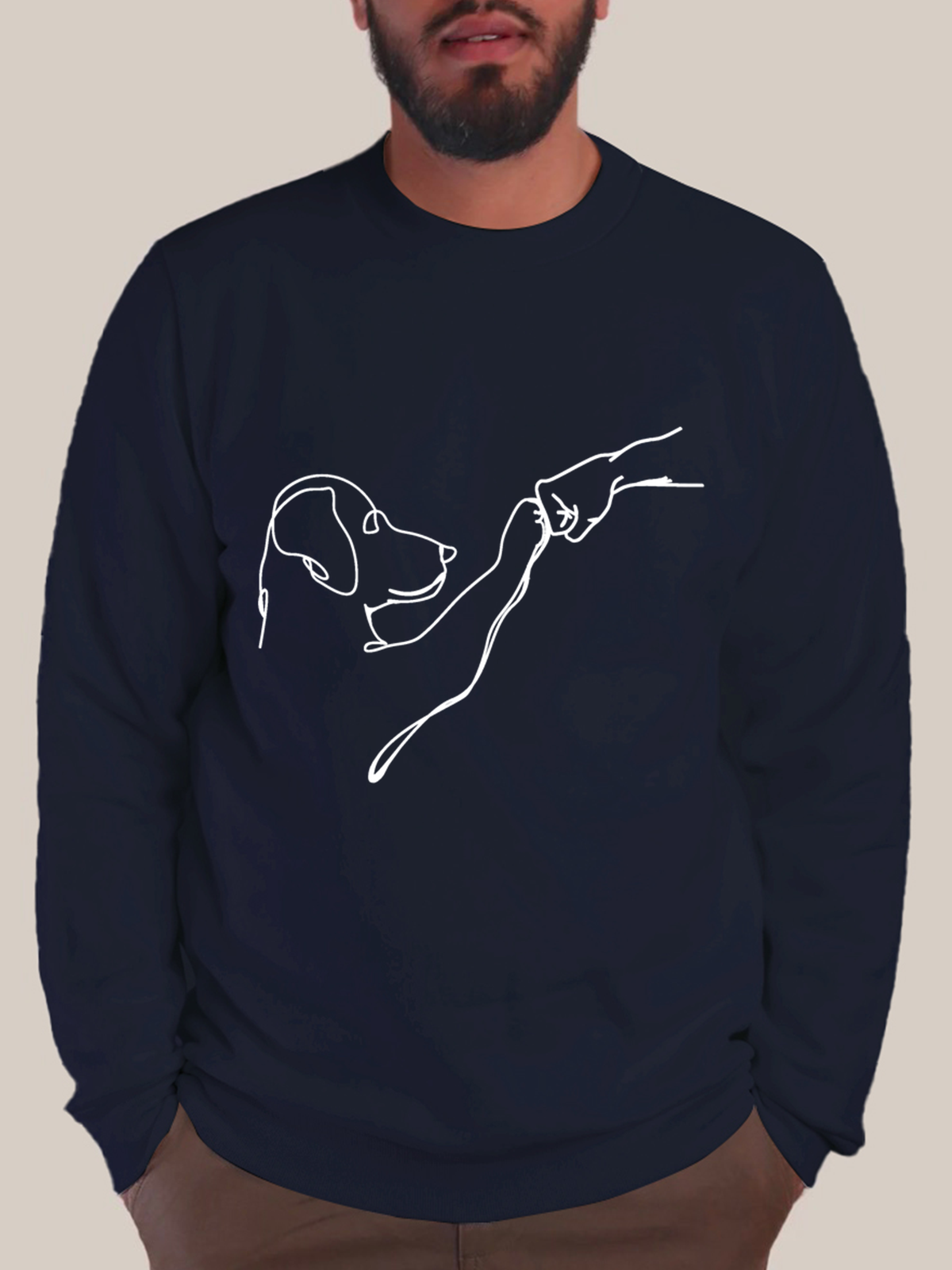 Men’s Dog Fist Bump Casual Animal Crew Neck Sweatshirt