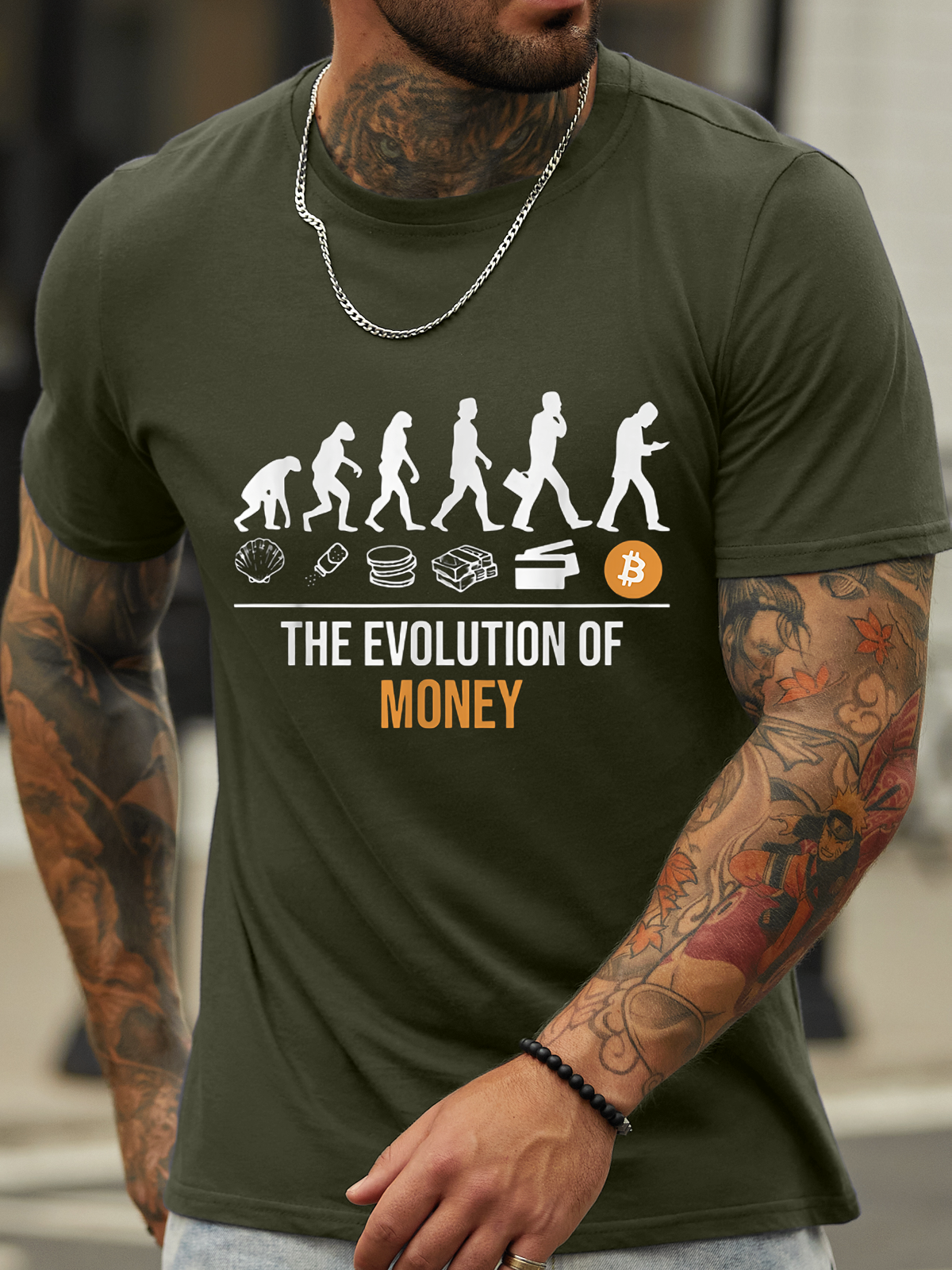 Men's the evolution of money Casual Cotton-Blend T-Shirt