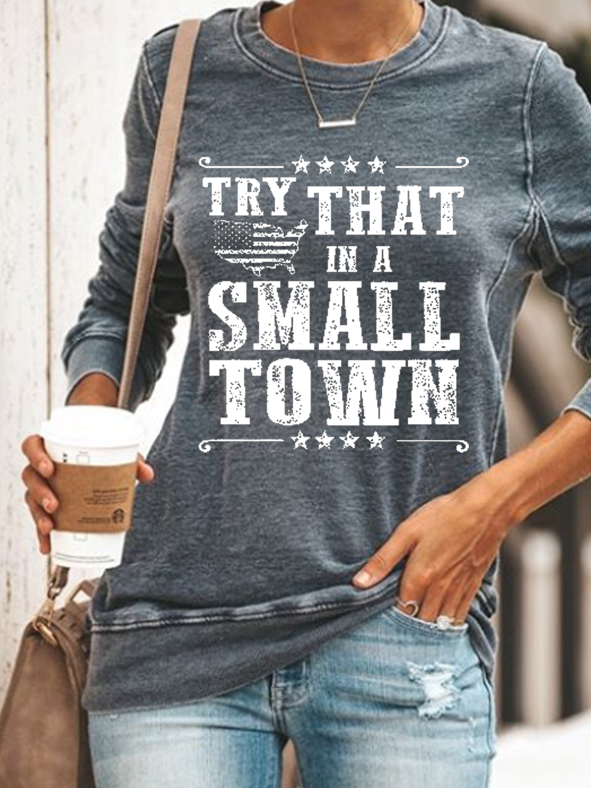 Women's A Small Town Casual Cotton-Blend Sweatshirt
