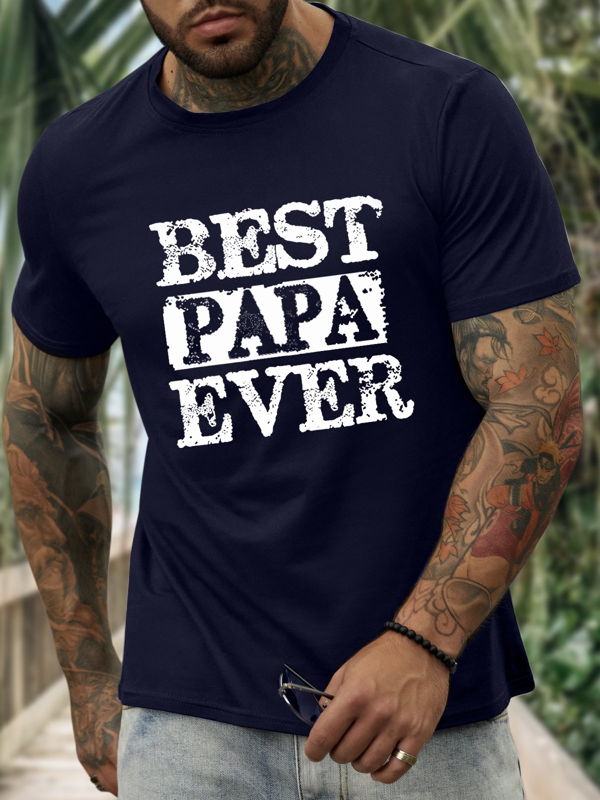 Men’s Best Papa Ever Cotton Casual Regular Fit T-Shirt