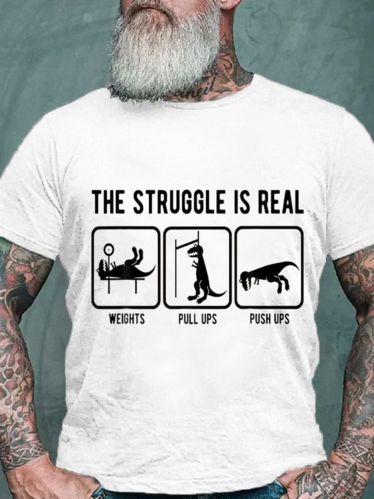 Men's The Struggle Is Real Cotton Crew Neck Casual Loose T-Shirt
