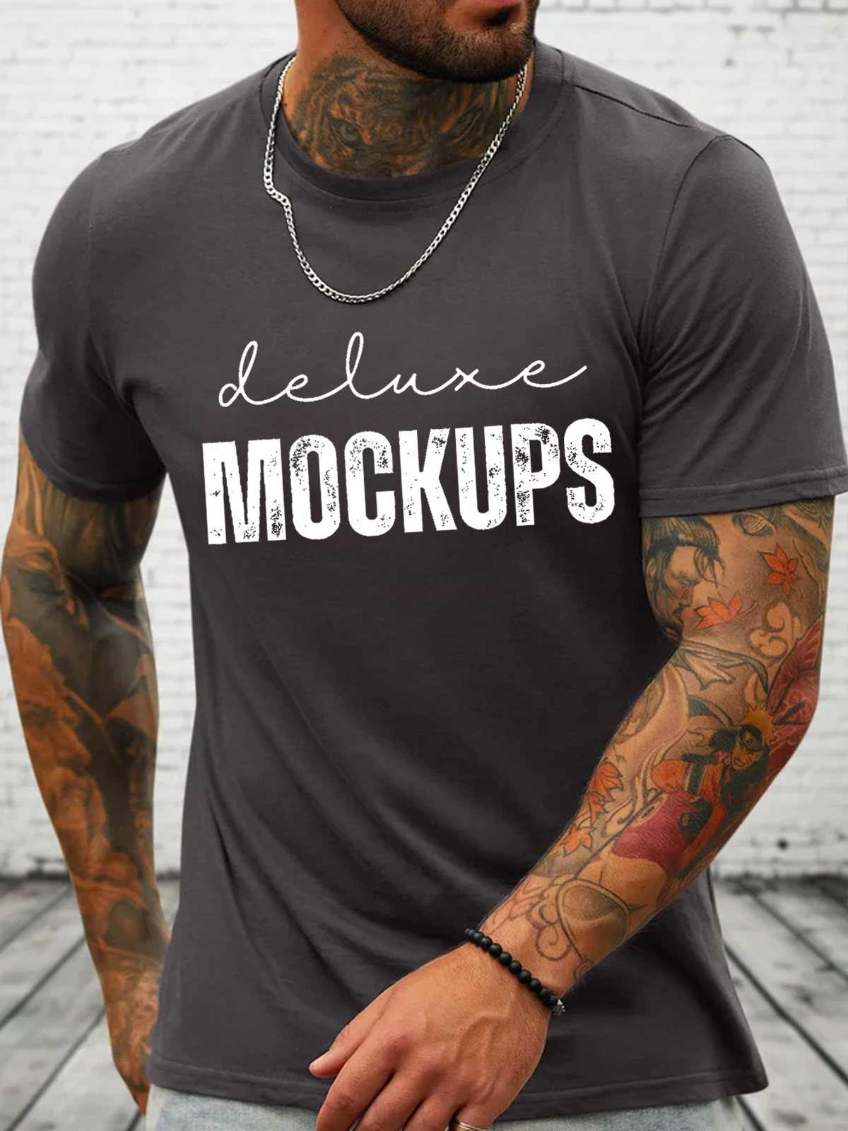 Man T-Shirt Mockup Cotton Text Letters Casual T-Shirt