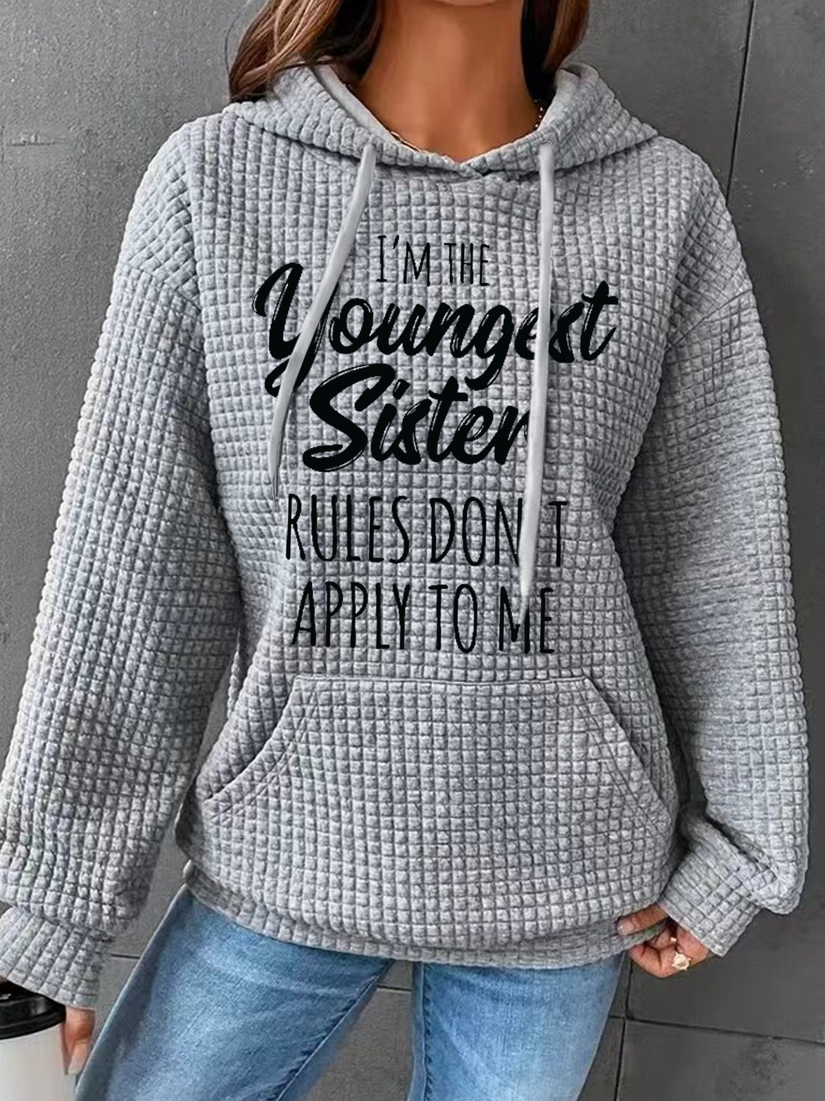 Funny Sisiter Text Letters Casual Hoodie
