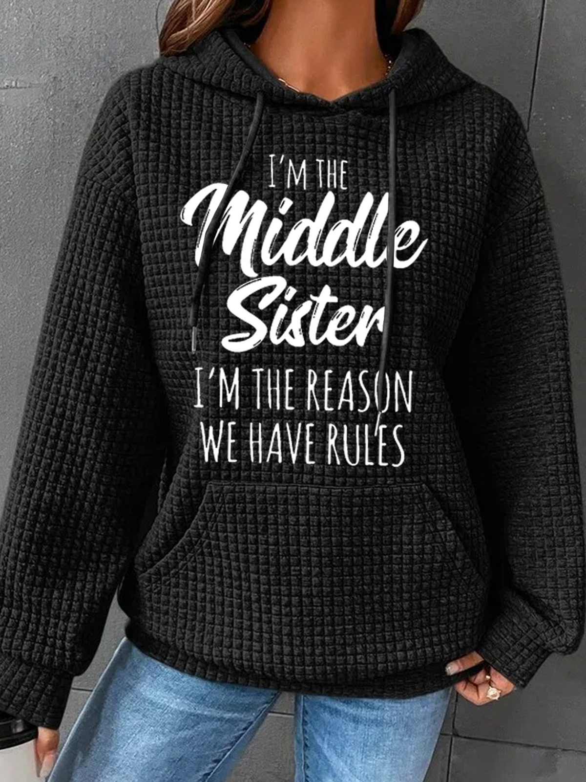 Womens Sister Gift Middle Sister Funny Casual Cotton-Blend Hoodie