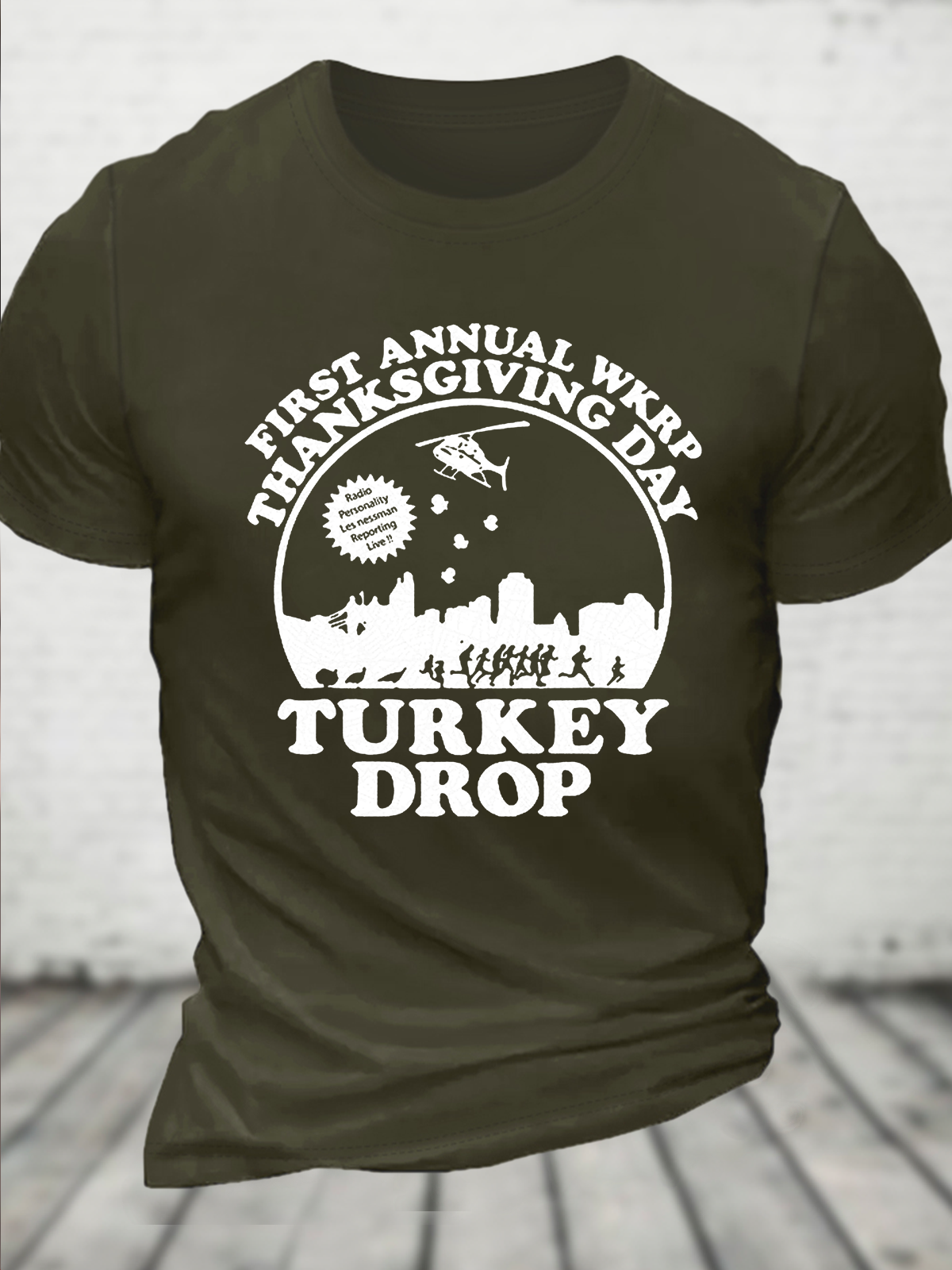 Cotton WKRP Turkeys Away Casual Crew Neck T-Shirt