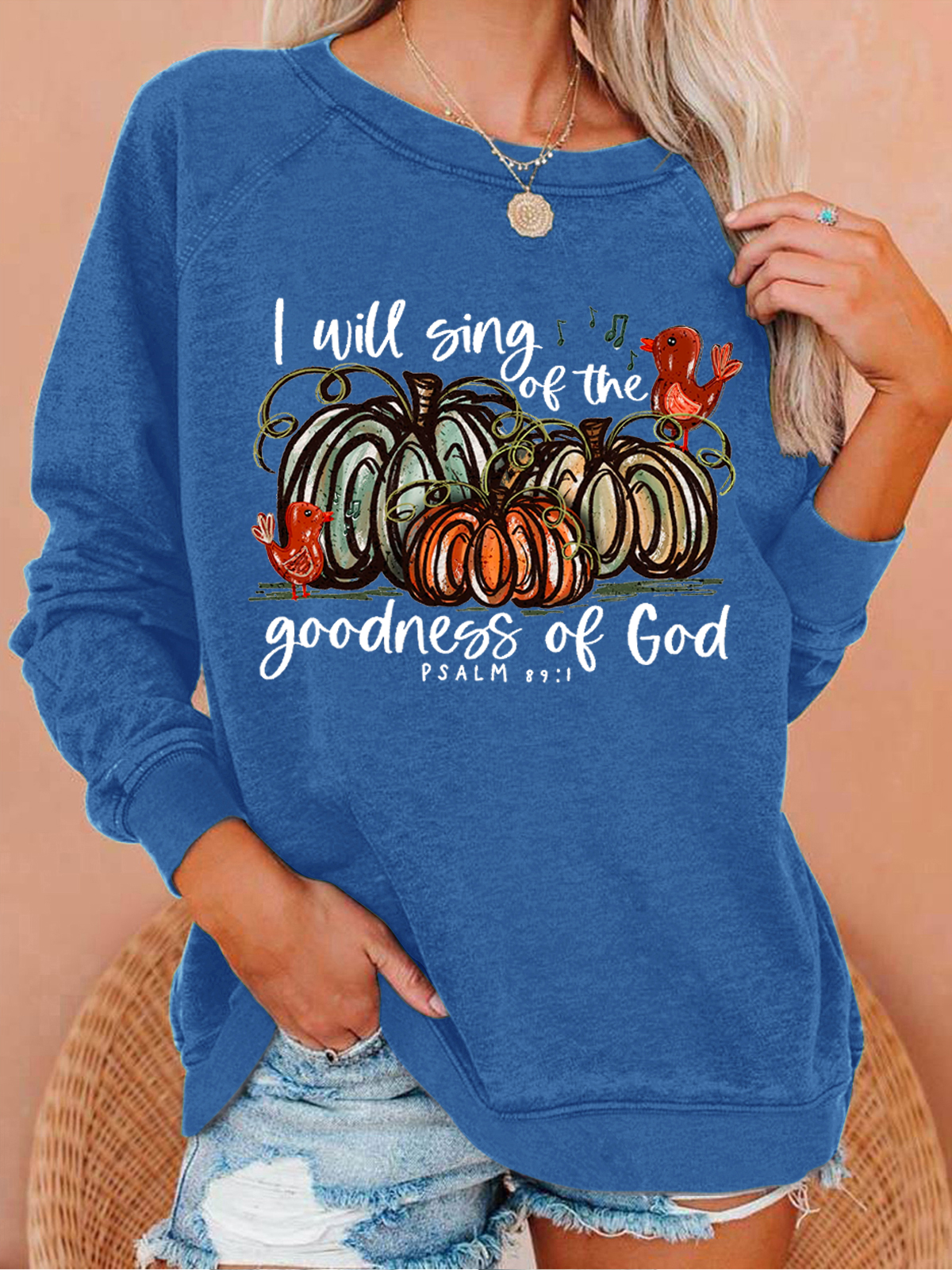 I Will Sing of the Goodness of God Casual Text Letters Sweatshirt
