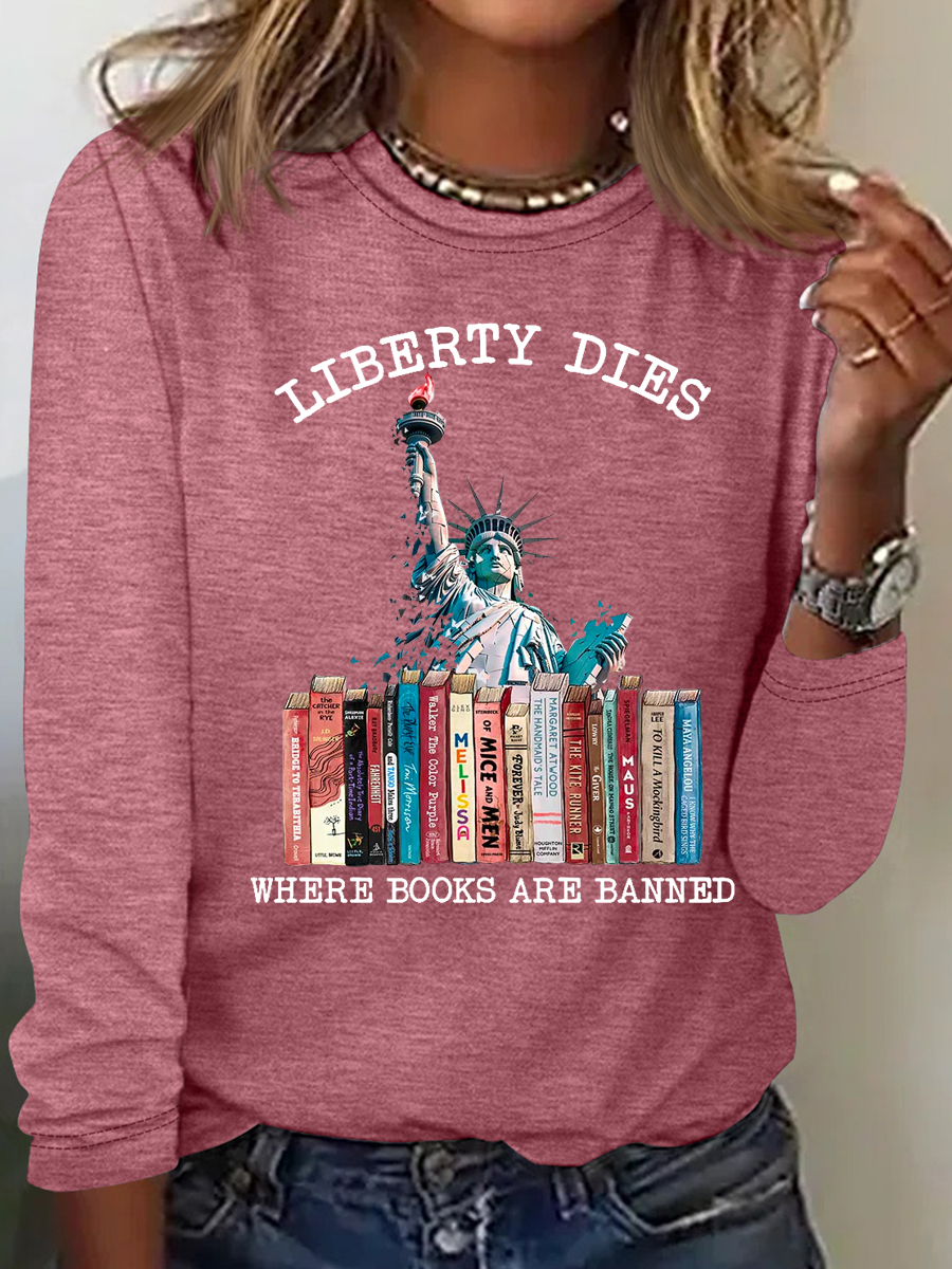 Liberty Dies Where Books Are Banned Book Lovers Casual Cotton-Blend Shirt