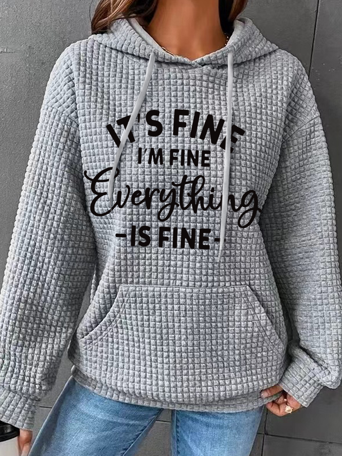 It's Fine I'm Fine Everything is Fine Cotton-Blend Casual Hoodie