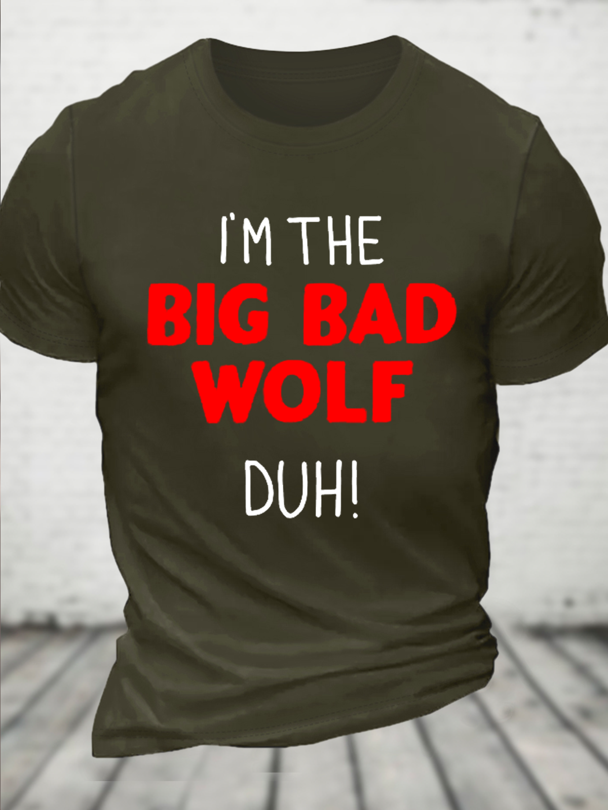 Cotton I'm the bad wolf duh Casual Text Letters T-Shirt