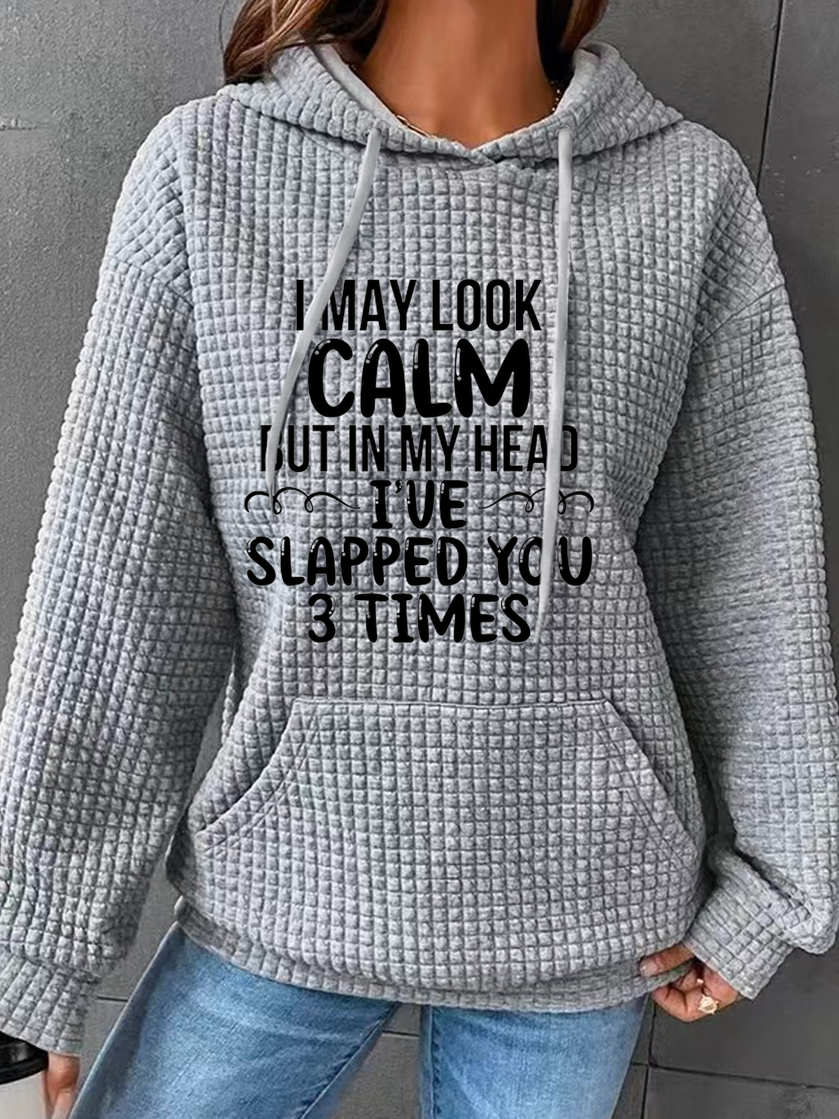 Women Funny I May Look Calm Casual Loose Hoodie