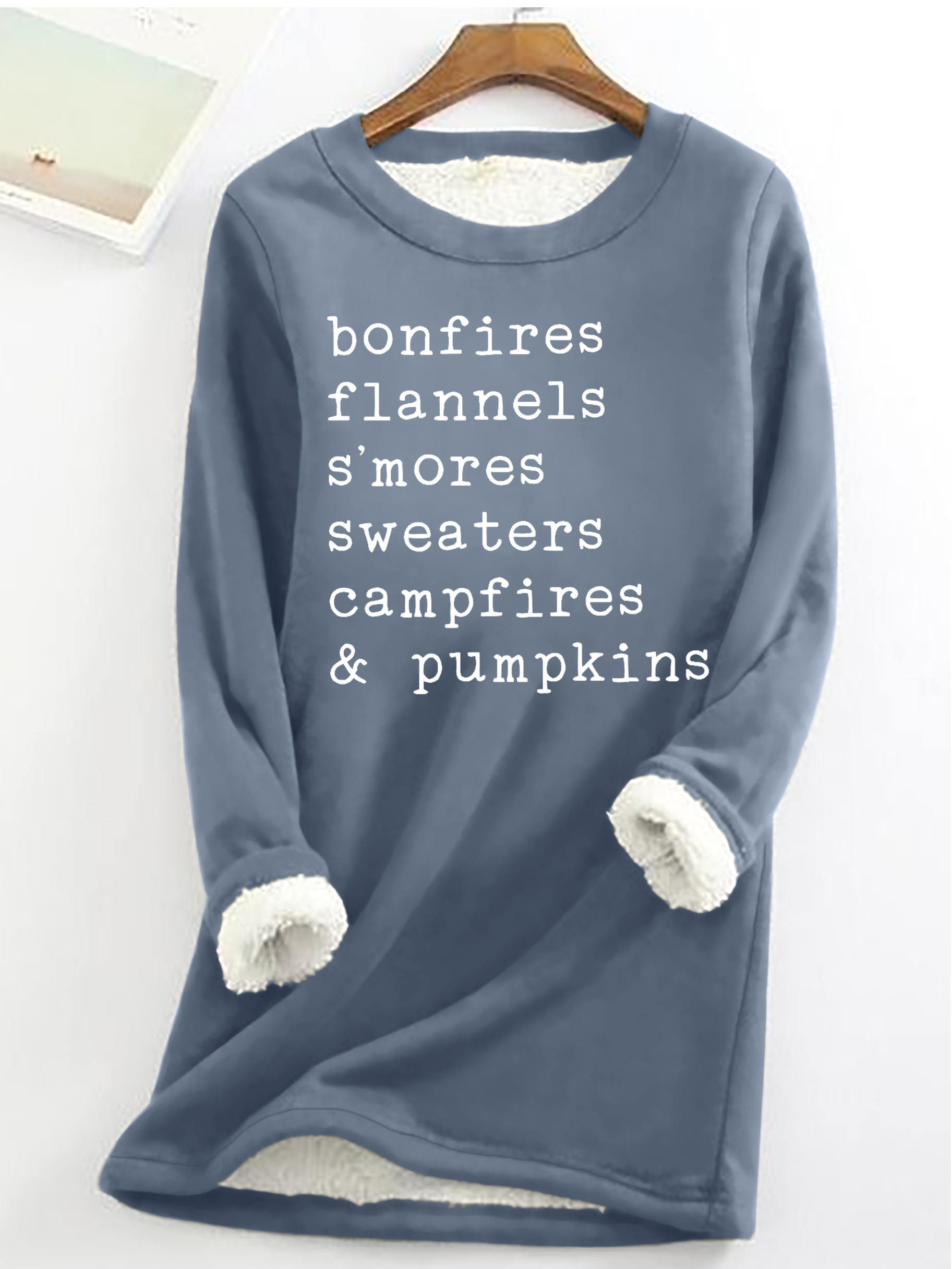 Women's Bonfires Flannels S'mores Sweaters Campfires And Pumpkins Printed Casual Fleece Sweatshirt