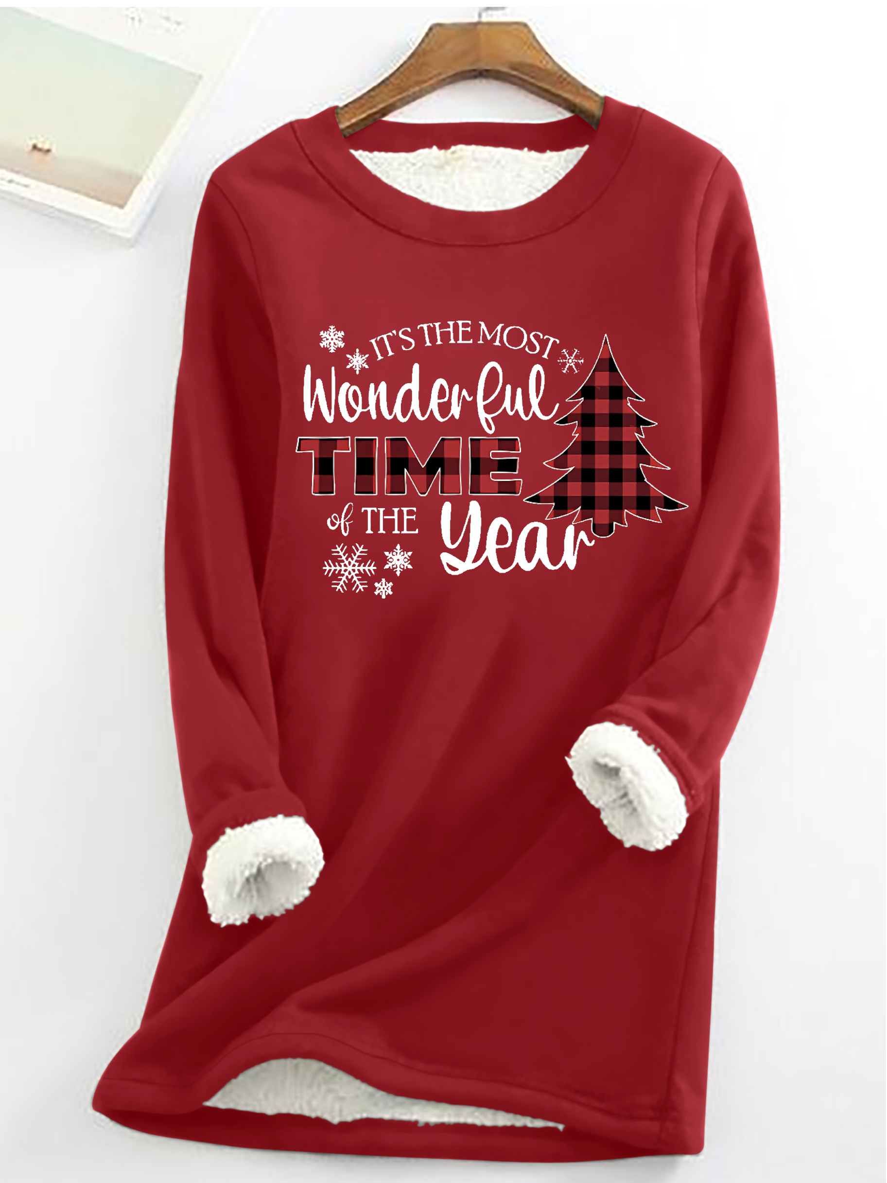 It's The Most Wonderful Time Of The Year Cotton-Blend Casual Crew Neck Fleece Sweatshirt