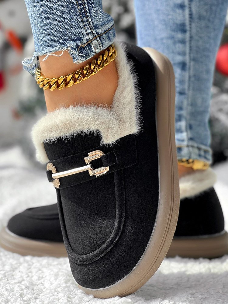 Plain Faux Suede Cotton-Padded Boots