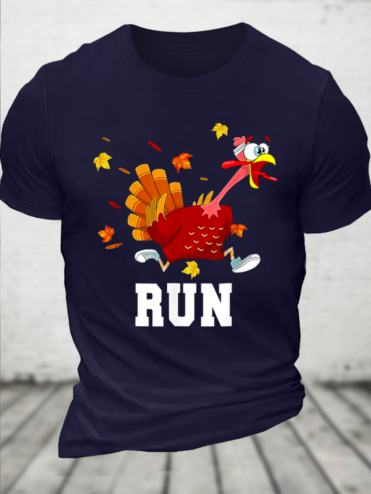 Cotton Turkey Run Costume Thanksgiving Running Turkey Trot Casual T-Shirt