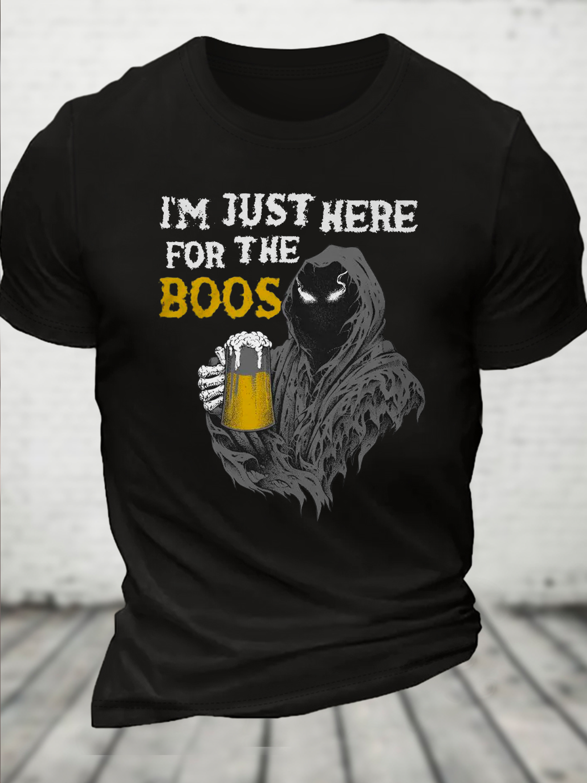 Cotton Here For The Boos Loose Casual Crew Neck T-Shirt