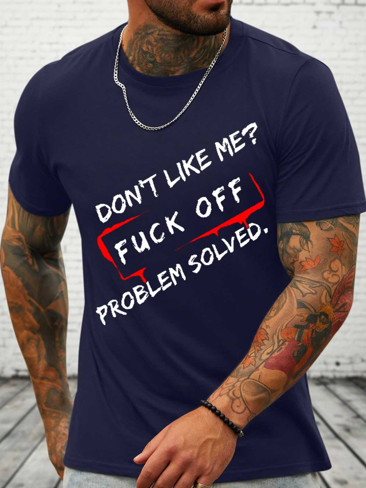 Cotton Don't Like Me? Printed Men's Text Letters Casual Crew Neck T-Shirt