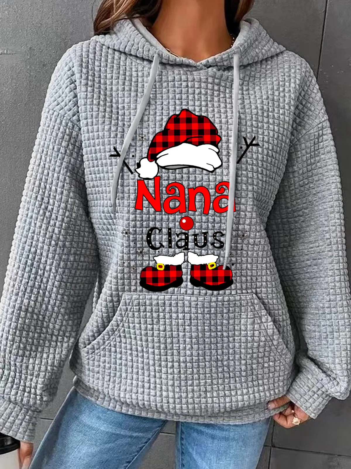 Christmas Grandma Claus Snowflake Casual Santa Claus Loose Hoodie