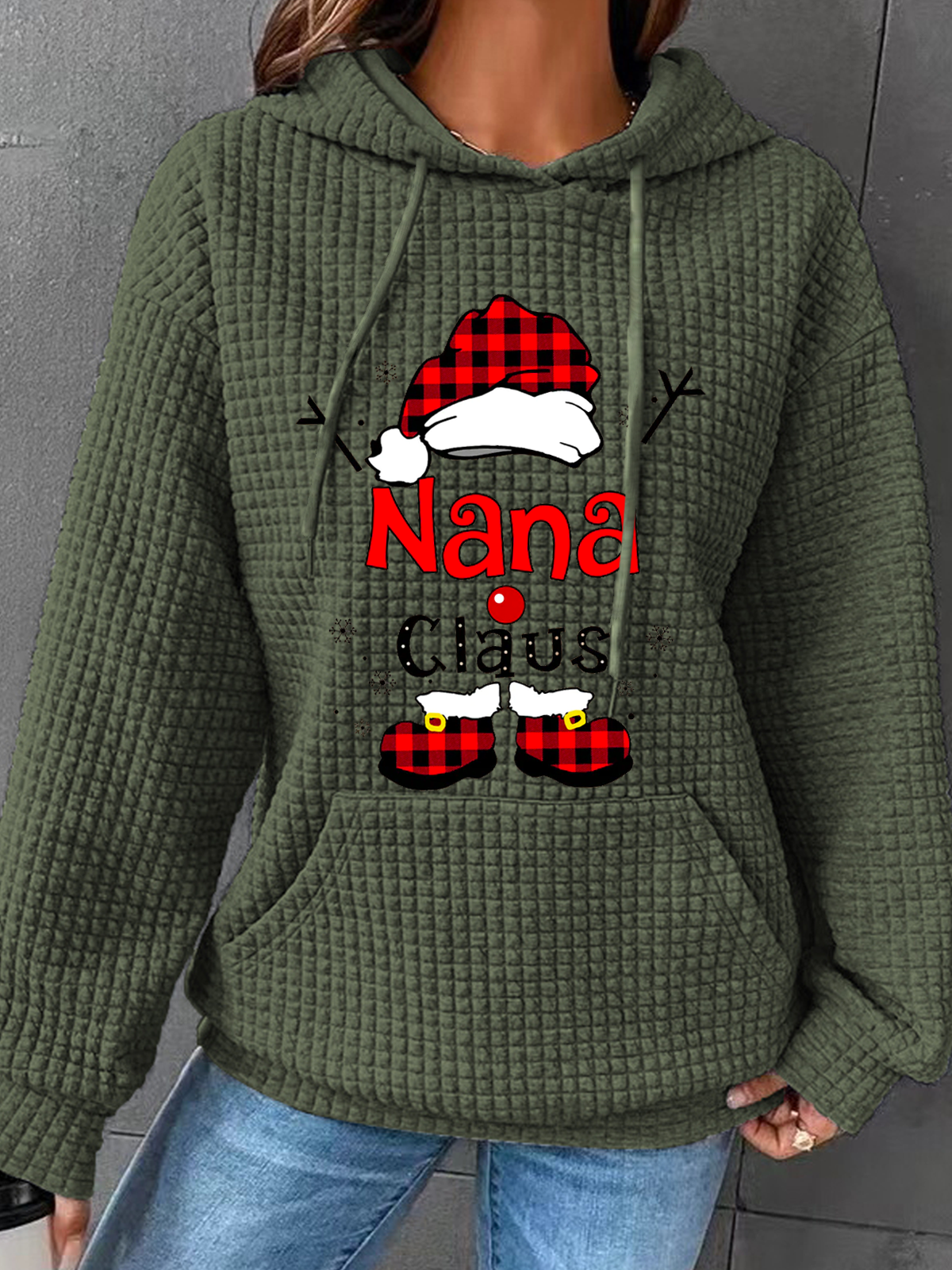 Christmas Grandma Claus Snowflake Casual Santa Claus Loose Hoodie