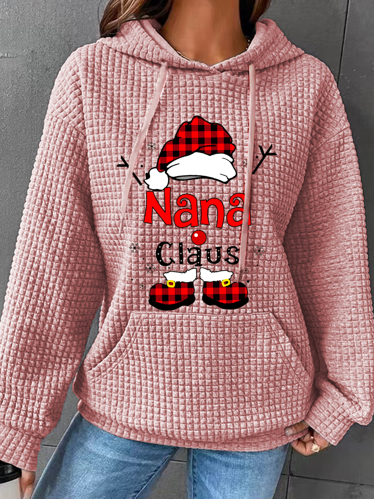 Christmas Grandma Claus Snowflake Casual Santa Claus Loose Hoodie