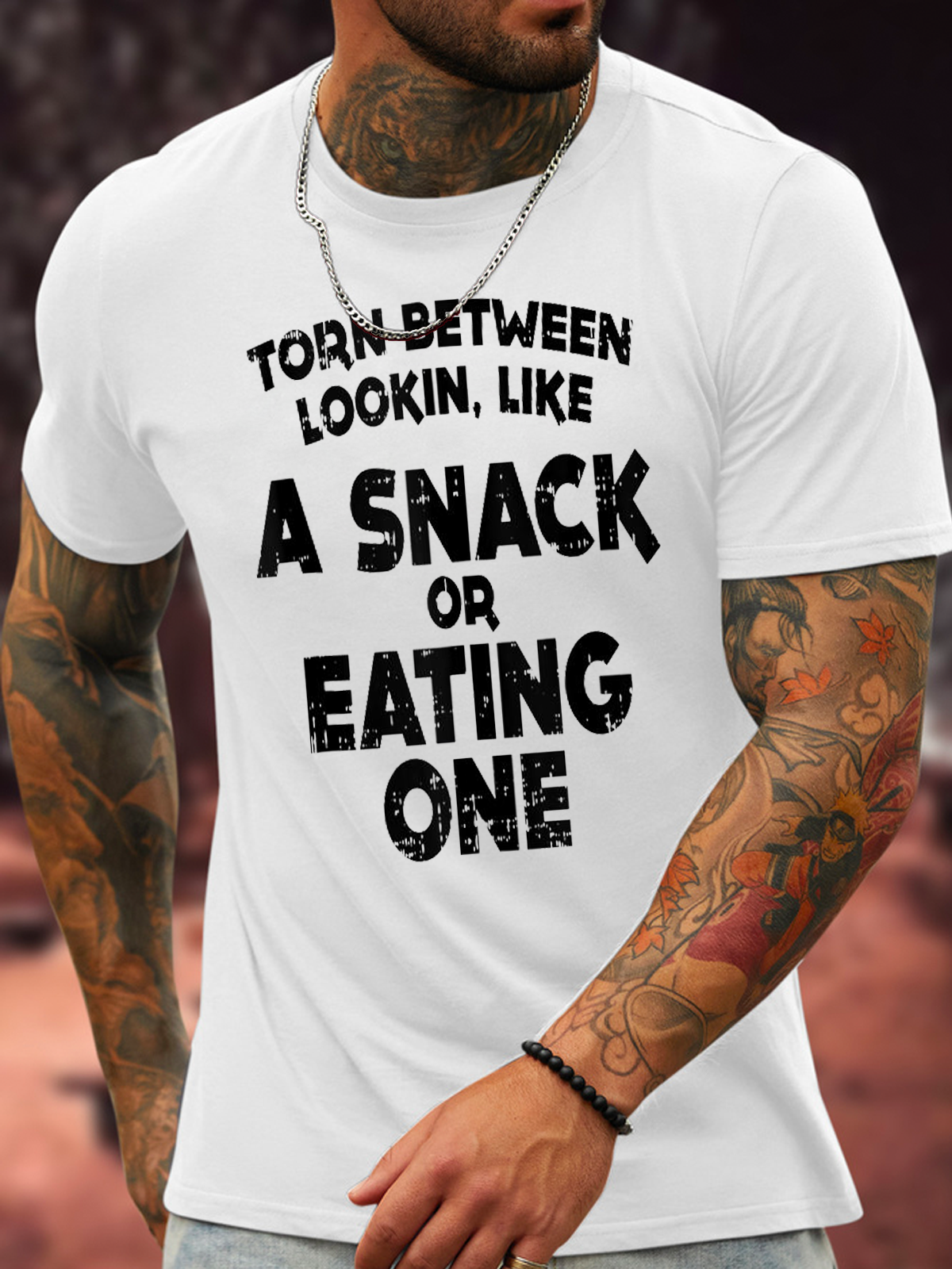Cotton Torn Between Wanting A Snack Funny Casual T-Shirt