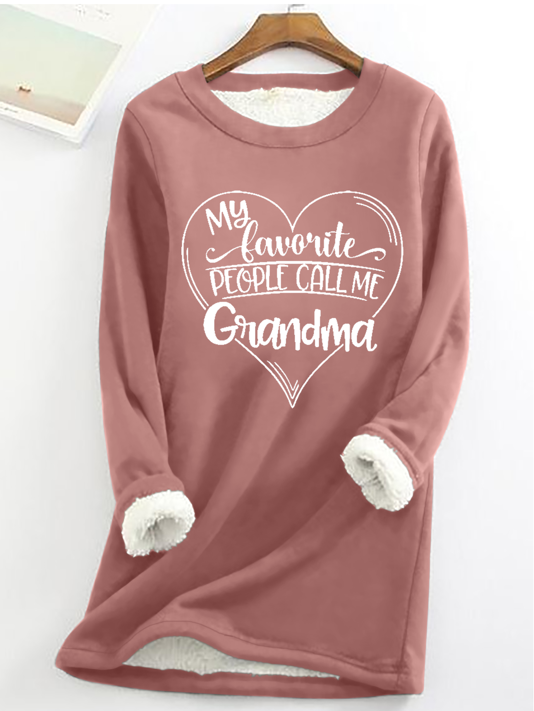 Women's Funny Word Favorite People Call Me Grandma Simple Text Letters Fleece Sweatshirt