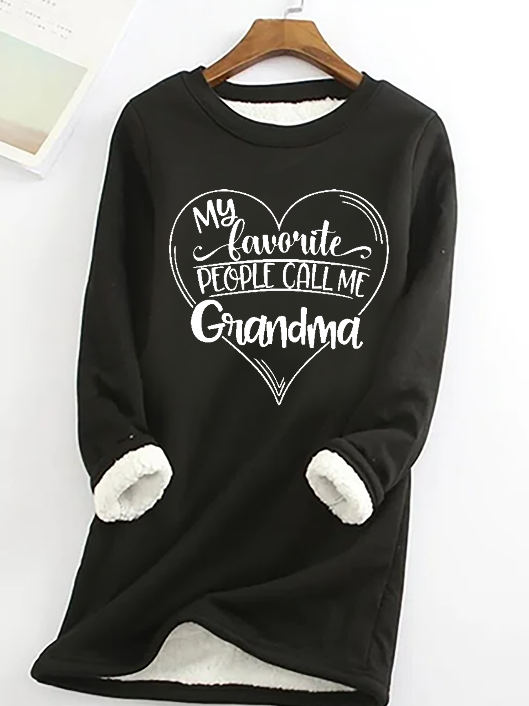 Women's Funny Word Favorite People Call Me Grandma Simple Text Letters Fleece Sweatshirt
