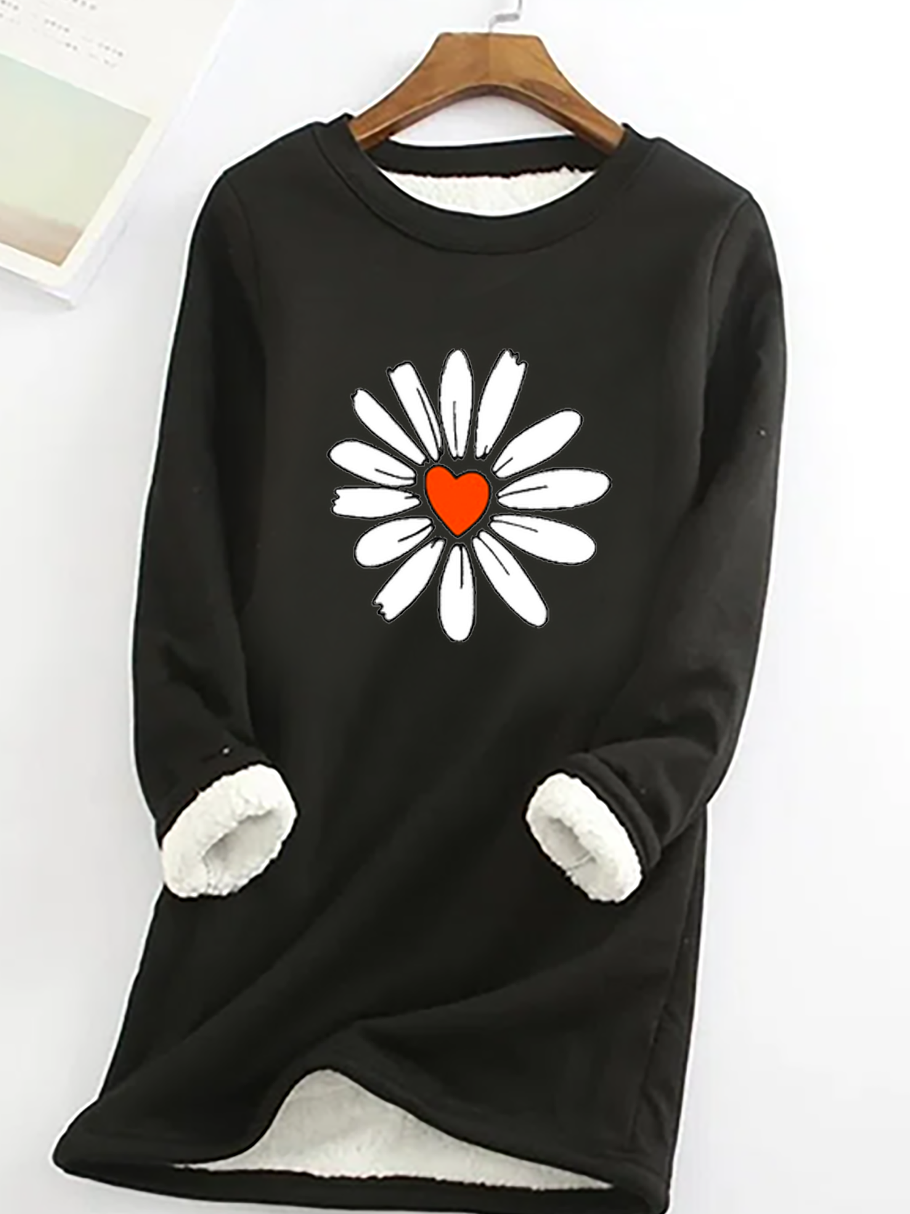 Casual Daisy Print Fleece Sweatshirt