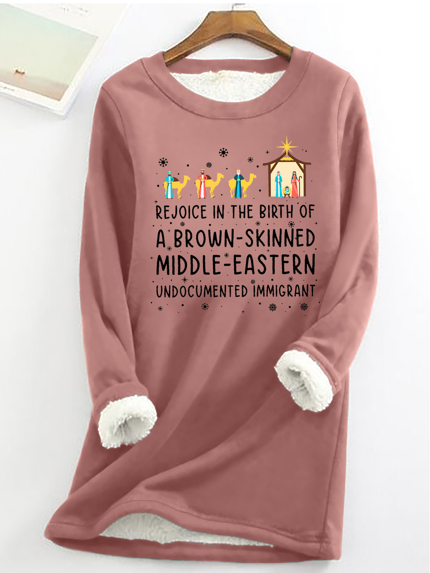 Rejoice In The Birth Of A Brown-Skinned Middle-Eastern Undocumented Immigrant Book Lovers Cotton-Blend Fleece Sweatshirt