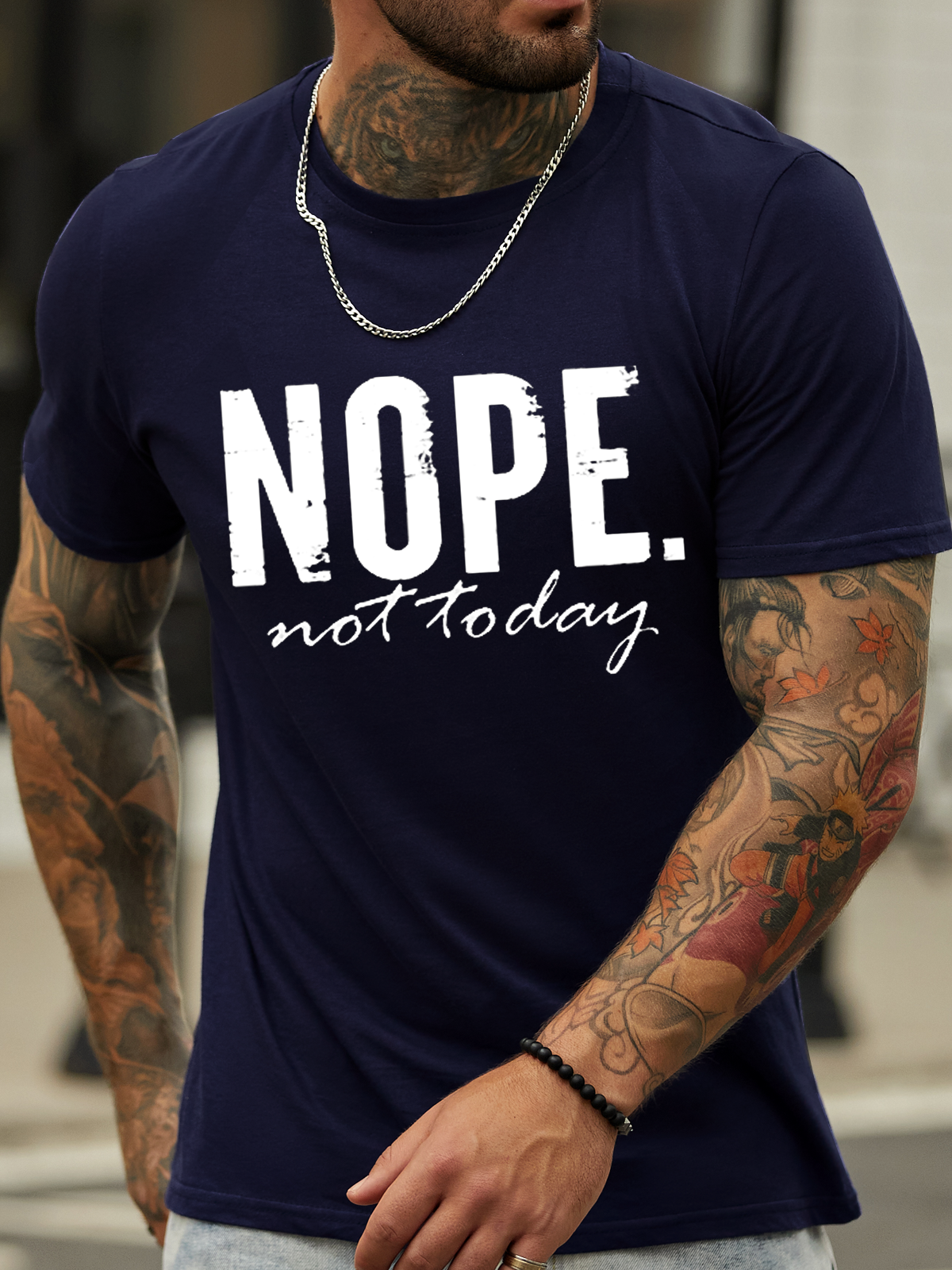 Cotton Nope Not Today Loose Text Letters Casual T-Shirt