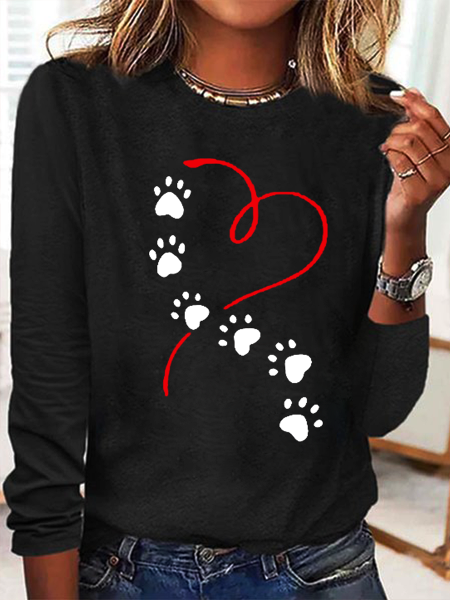 Funny Dog Simple Heart Long Sleeve Shirt