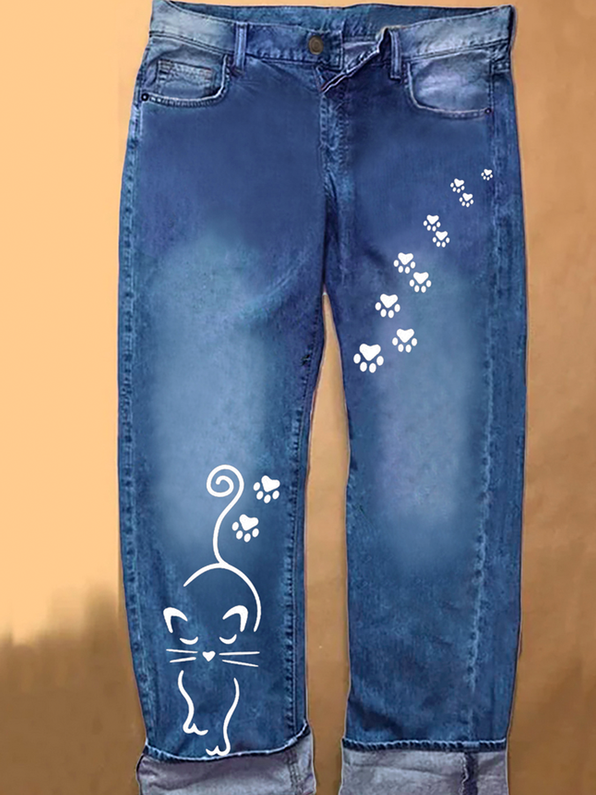 Women's Cat Denim Casual Regular Fit Jeans