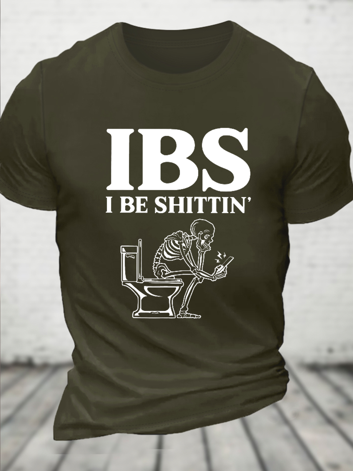 Cotton IBS I Be Shitting' Casual Text Letters Crew Neck T-Shirt
