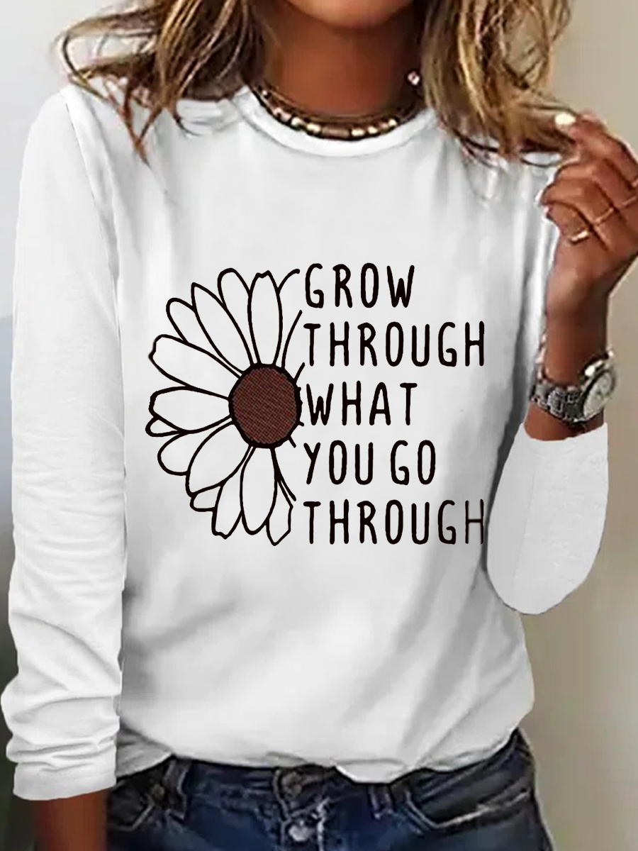 Grow Through What You Go Through Simple Regular Fit Cotton-Blend Long Sleeve Shirt