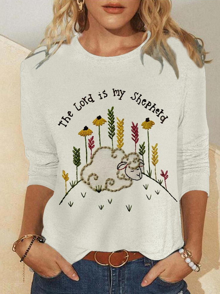 The Lord Is My Shepherd Print Regular Fit Text Letters Casual Shirt
